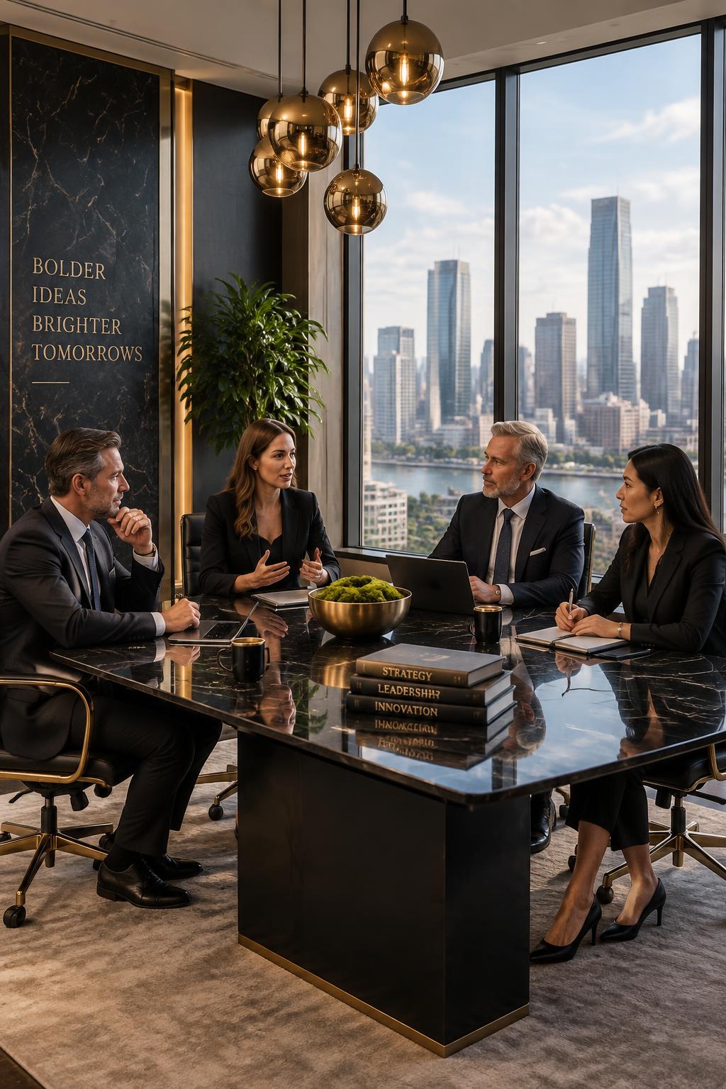 Leaders in a strategy session around a boardroom table